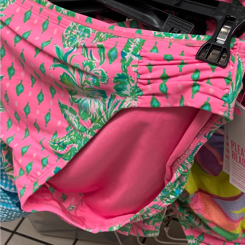 Lilly Pulitzer Pink and Green Floral Bikini Bottom